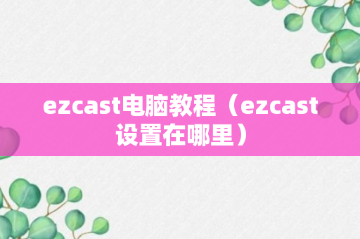 ezcast电脑教程（ezcast设置在哪里）