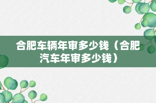 合肥车辆年审多少钱（合肥汽车年审多少钱）