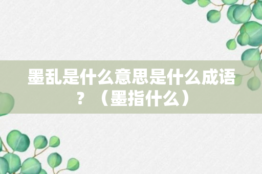 墨乱是什么意思是什么成语？（墨指什么）