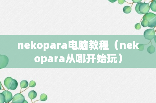 nekopara电脑教程（nekopara从哪开始玩）