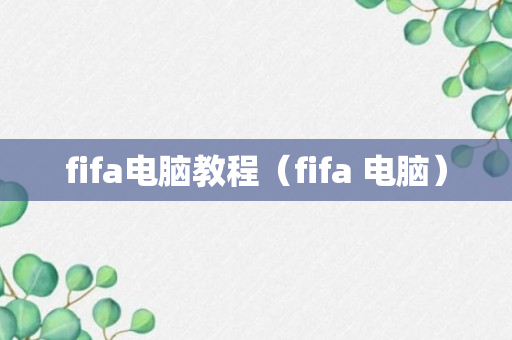 fifa电脑教程（fifa 电脑）