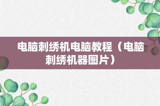 电脑刺绣机电脑教程（电脑刺绣机器图片）