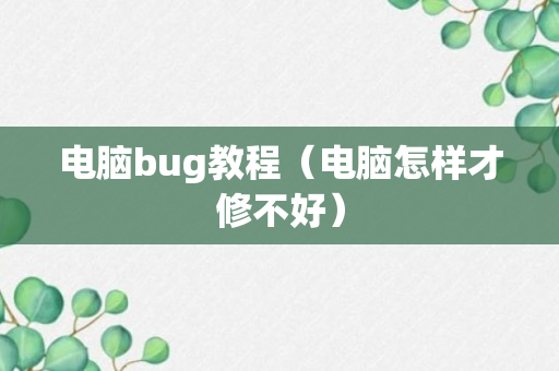 电脑bug教程（电脑怎样才修不好）