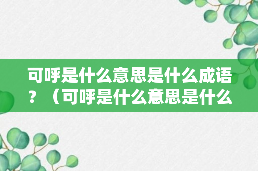 可呼是什么意思是什么成语？（可呼是什么意思是什么成语啊）