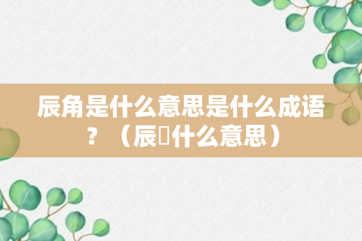 辰角是什么意思是什么成语？（辰芃什么意思）