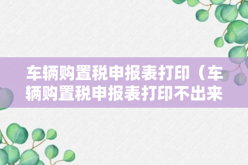 车辆购置税申报表打印（车辆购置税申报表打印不出来）