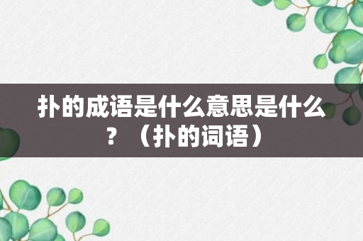 扑的成语是什么意思是什么？（扑的词语）