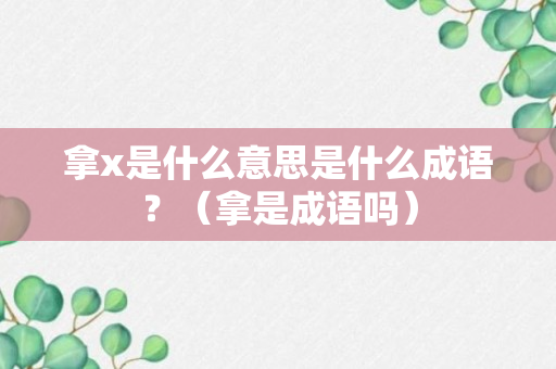 拿x是什么意思是什么成语？（拿是成语吗）