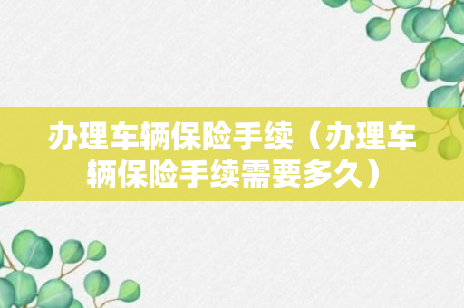 办理车辆保险手续（办理车辆保险手续需要多久）