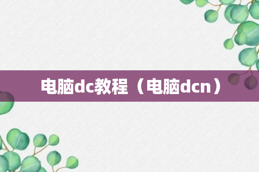 电脑dc教程（电脑dcn）