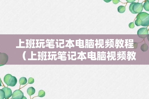 上班玩笔记本电脑视频教程（上班玩笔记本电脑视频教程下载）