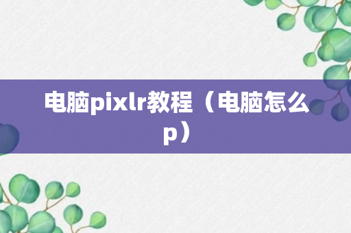 电脑pixlr教程（电脑怎么p）