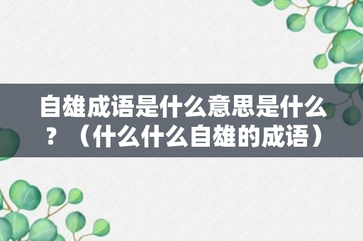 自雄成语是什么意思是什么？（什么什么自雄的成语）