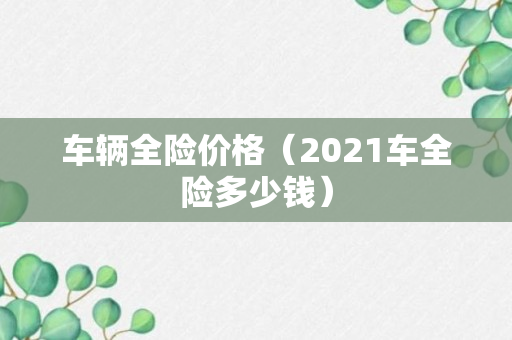 车辆全险价格（2021车全险多少钱）