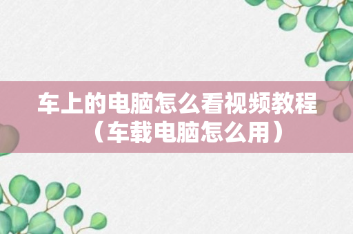 车上的电脑怎么看视频教程（车载电脑怎么用）