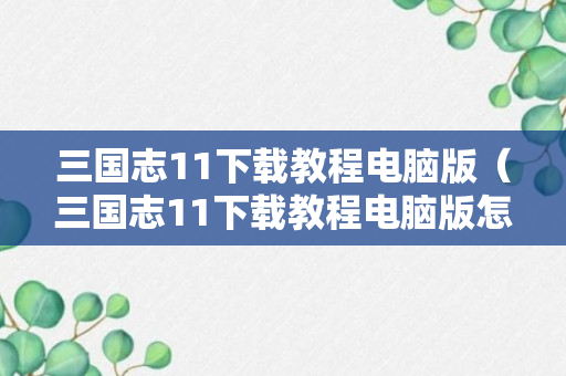 三国志11下载教程电脑版（三国志11下载教程电脑版怎么下载）