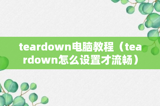 teardown电脑教程（teardown怎么设置才流畅）