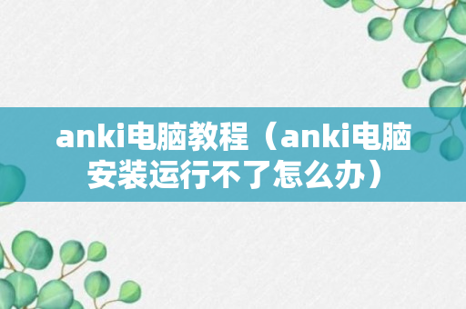 anki电脑教程（anki电脑安装运行不了怎么办）