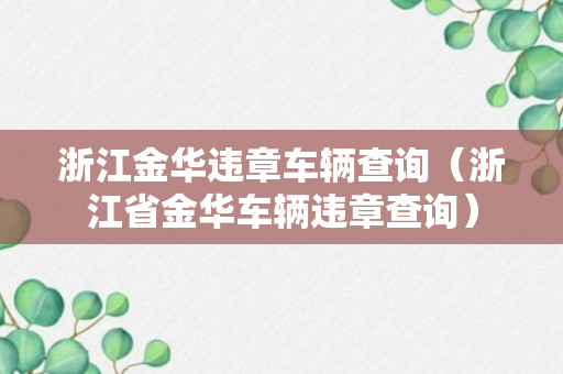 浙江金华违章车辆查询（浙江省金华车辆违章查询）