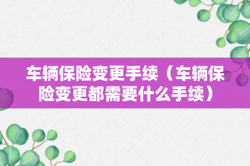 车辆保险变更手续（车辆保险变更都需要什么手续）