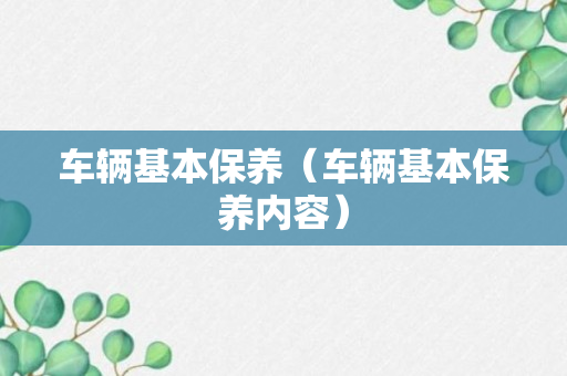 车辆基本保养（车辆基本保养内容）