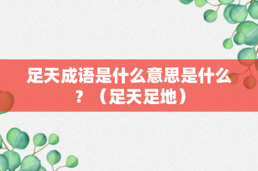 足天成语是什么意思是什么？（足天足地）