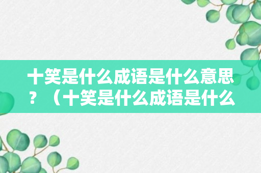 十笑是什么成语是什么意思？（十笑是什么成语是什么意思呀）