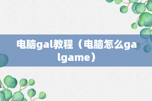 电脑gal教程（电脑怎么galgame）