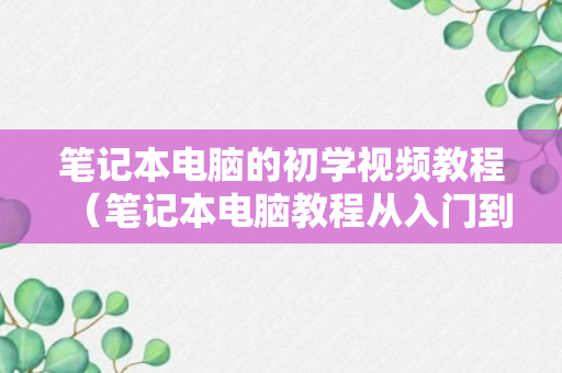 笔记本电脑的初学视频教程（笔记本电脑教程从入门到精通）