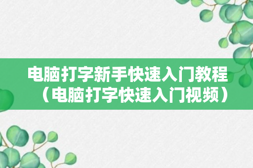 电脑打字新手快速入门教程（电脑打字快速入门视频）