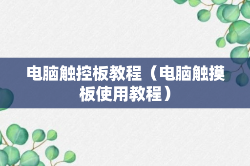 电脑触控板教程（电脑触摸板使用教程）