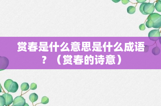 赏春是什么意思是什么成语？（赏春的诗意）