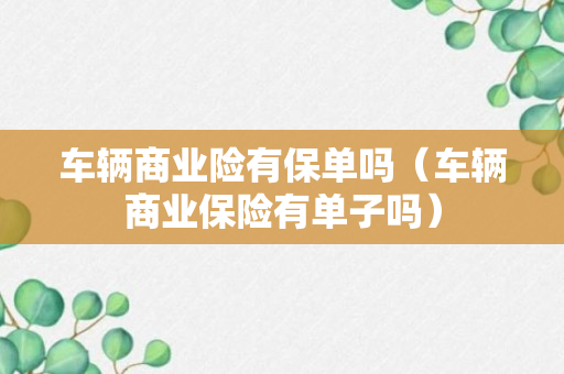 车辆商业险有保单吗（车辆商业保险有单子吗）