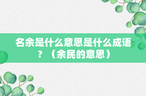 名余是什么意思是什么成语？（余民的意思）