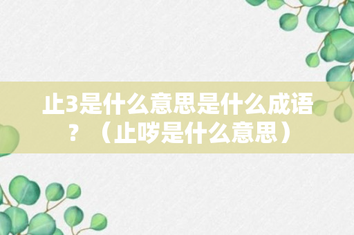 止3是什么意思是什么成语？（止哕是什么意思）