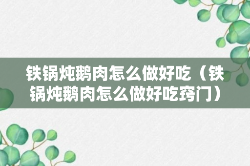 铁锅炖鹅肉怎么做好吃（铁锅炖鹅肉怎么做好吃窍门）