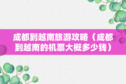 成都到越南旅游攻略（成都到越南的机票大概多少钱）