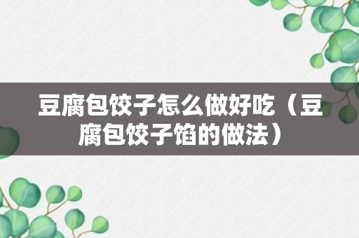 豆腐包饺子怎么做好吃（豆腐包饺子馅的做法）