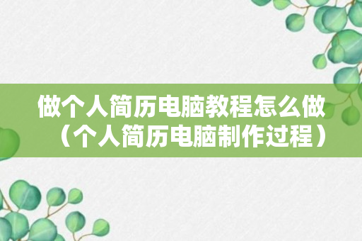 做个人简历电脑教程怎么做（个人简历电脑制作过程）