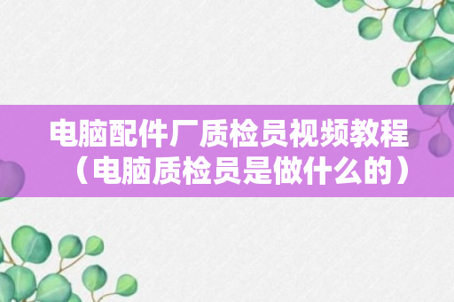 电脑配件厂质检员视频教程（电脑质检员是做什么的）