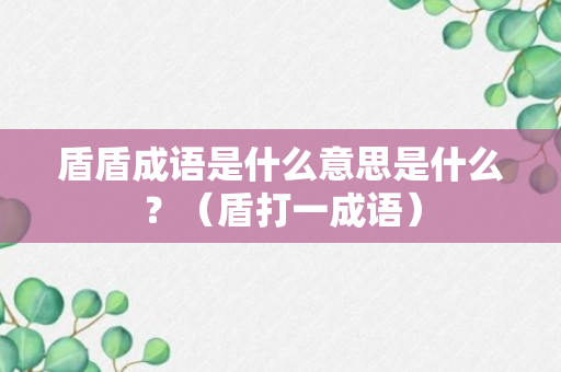 盾盾成语是什么意思是什么？（盾打一成语）