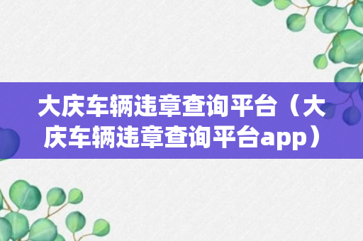 大庆车辆违章查询平台（大庆车辆违章查询平台app）