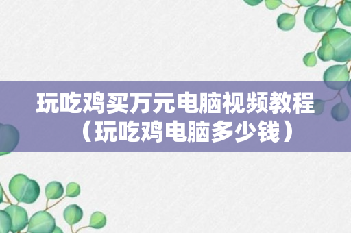 玩吃鸡买万元电脑视频教程（玩吃鸡电脑多少钱）