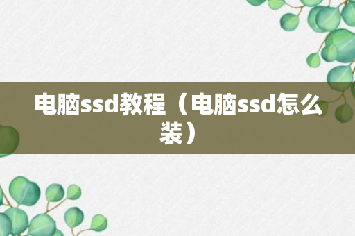 电脑ssd教程（电脑ssd怎么装）