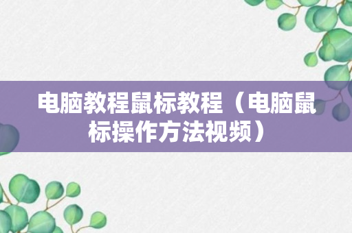 电脑教程鼠标教程（电脑鼠标操作方法视频）