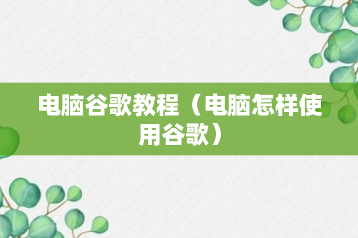 电脑谷歌教程（电脑怎样使用谷歌）