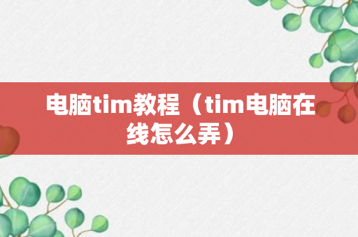 电脑tim教程（tim电脑在线怎么弄）