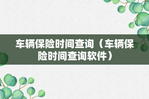 车辆保险时间查询（车辆保险时间查询软件）