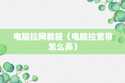 电脑拉网教程（电脑拉宽带怎么弄）