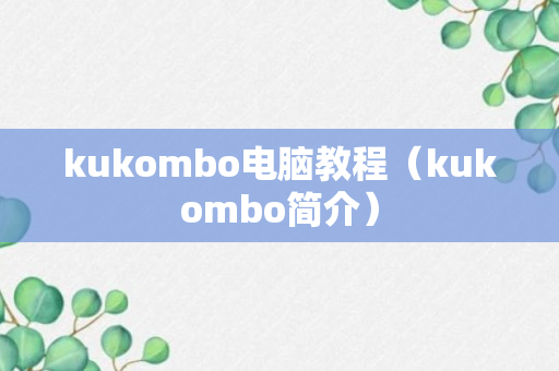 kukombo电脑教程（kukombo简介）